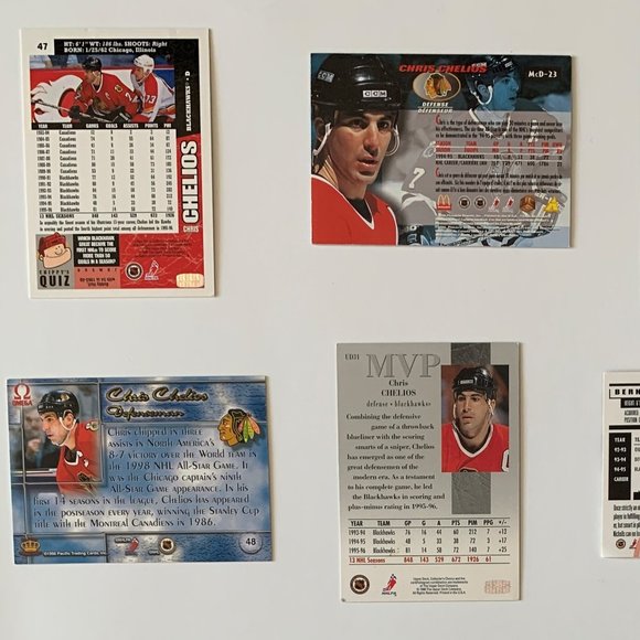 Chicago Blackhawks Vintage NHL Hockey Cards - Lot of 17 w/ Chelios, Roenick - Picture 5 of 10